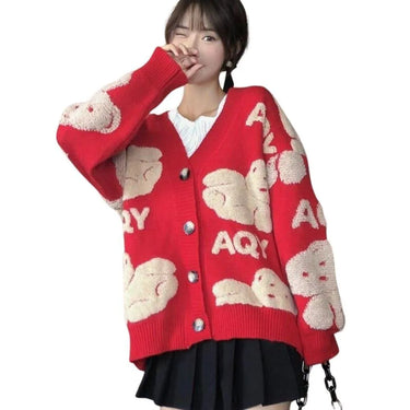 Teddy Bear Korean Style Fluffy V-neck Knitted Kawaii Women's Cardigan - Casual Fleece Cute Girls Cardigan Geek Chic from NSE Imports #2.